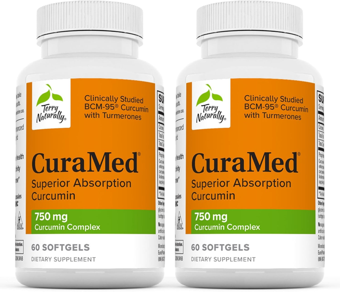 Terry Naturally CuraMed 750 mg Curcumin Complex - 90 Softgels - Superior Absorption BCM-95 - Non-GMO, Gluten Free, Halal - 90 Servings